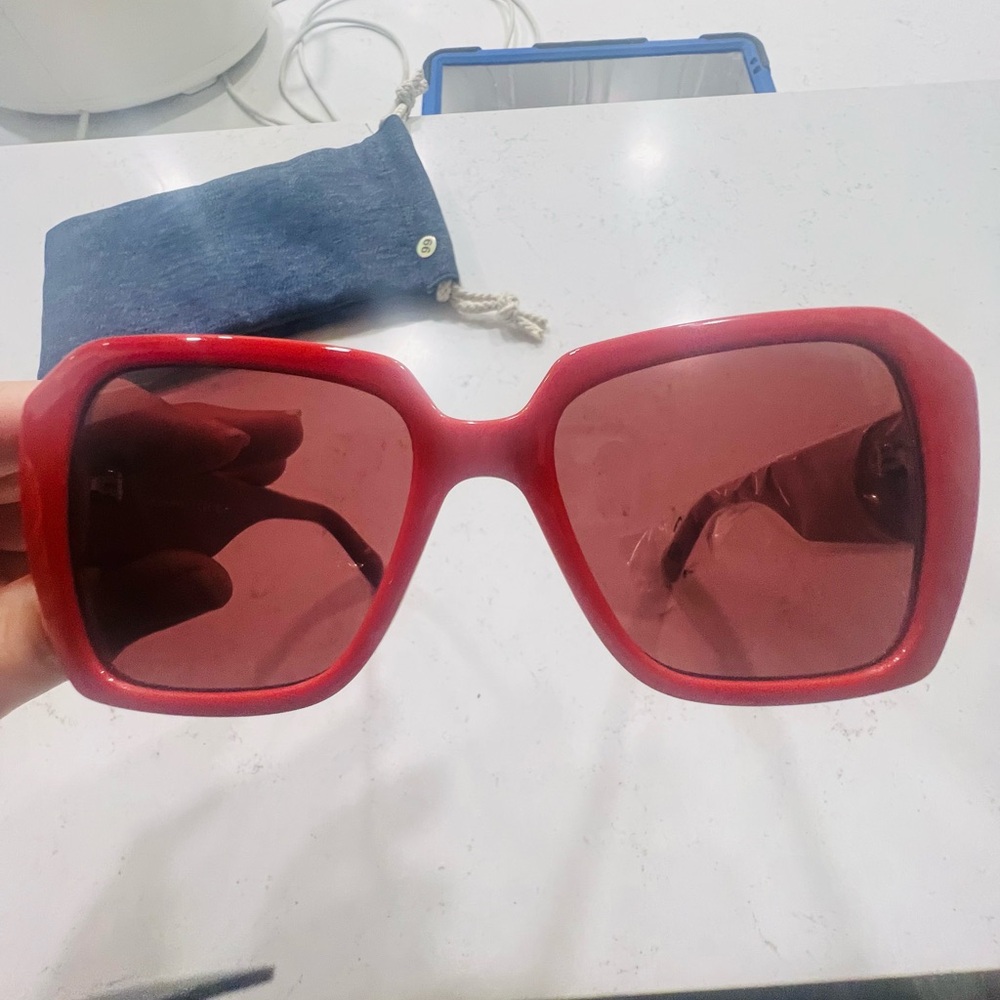 Karl Lagerfeld Red Square-Frame Women's Sunglasses - Picture 10 of 11